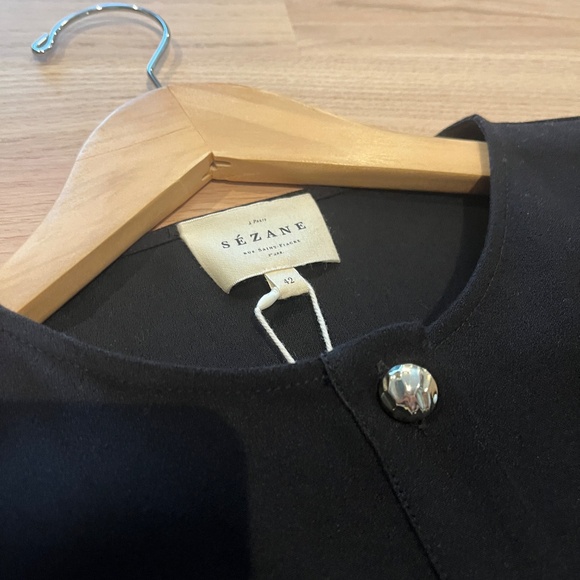 Sezane Romine Shirt Black - Size 10 - Picture 4 of 9